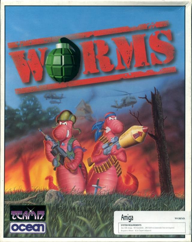 Worms box art for Amiga